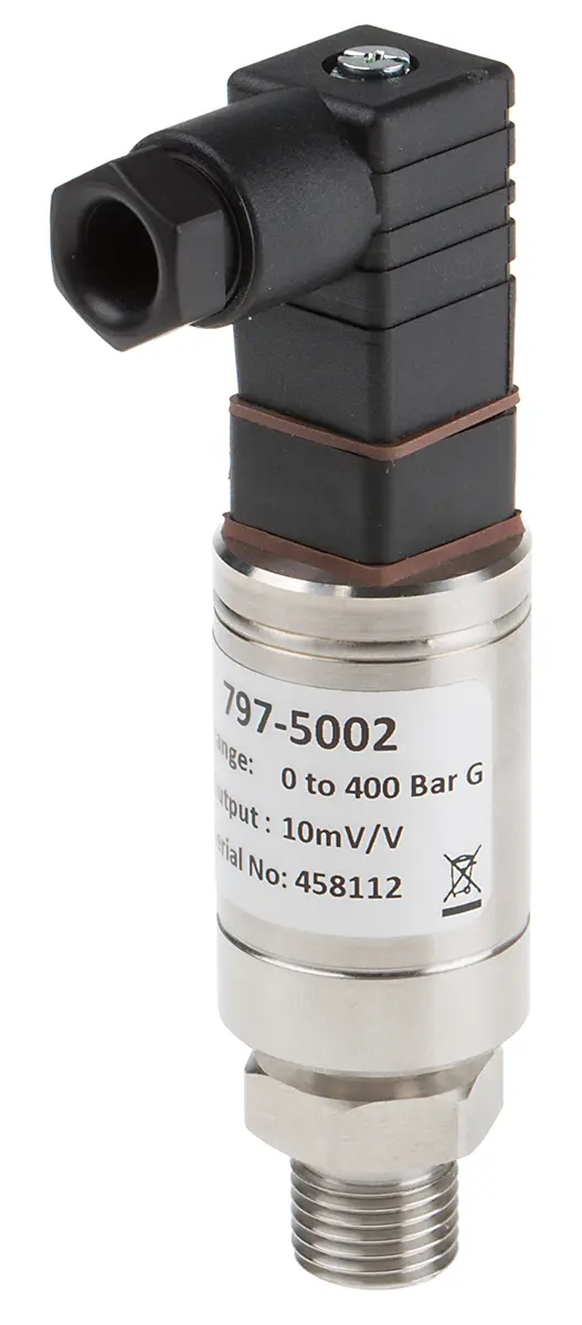 Produktfoto 1 von RS PRO G1/4 Relativ Drucksensor 0bar bis 400bar, Spannung 0 → 100 mV, für , für Gas, Hydraulikflüssigkeit