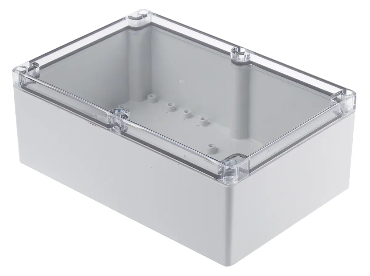 Produktfoto 1 von Fibox; Gehäuse; Polycarbonat; Klar, Hellgrau; IK07, IK08 IP66, IP40 Breite 164 mm Höhe 90 mm Länge 244 mm
