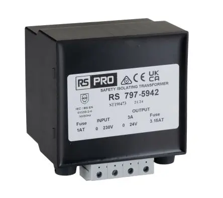 Produktfoto 1 von RS PRO 100 VA DIN-Schienen-Trafo, Primär 115 to 400 V ac / Sekundär 24 V ac DIN-Hutschiene 1 Ausg., 89.5 mm x 82.5mm x
