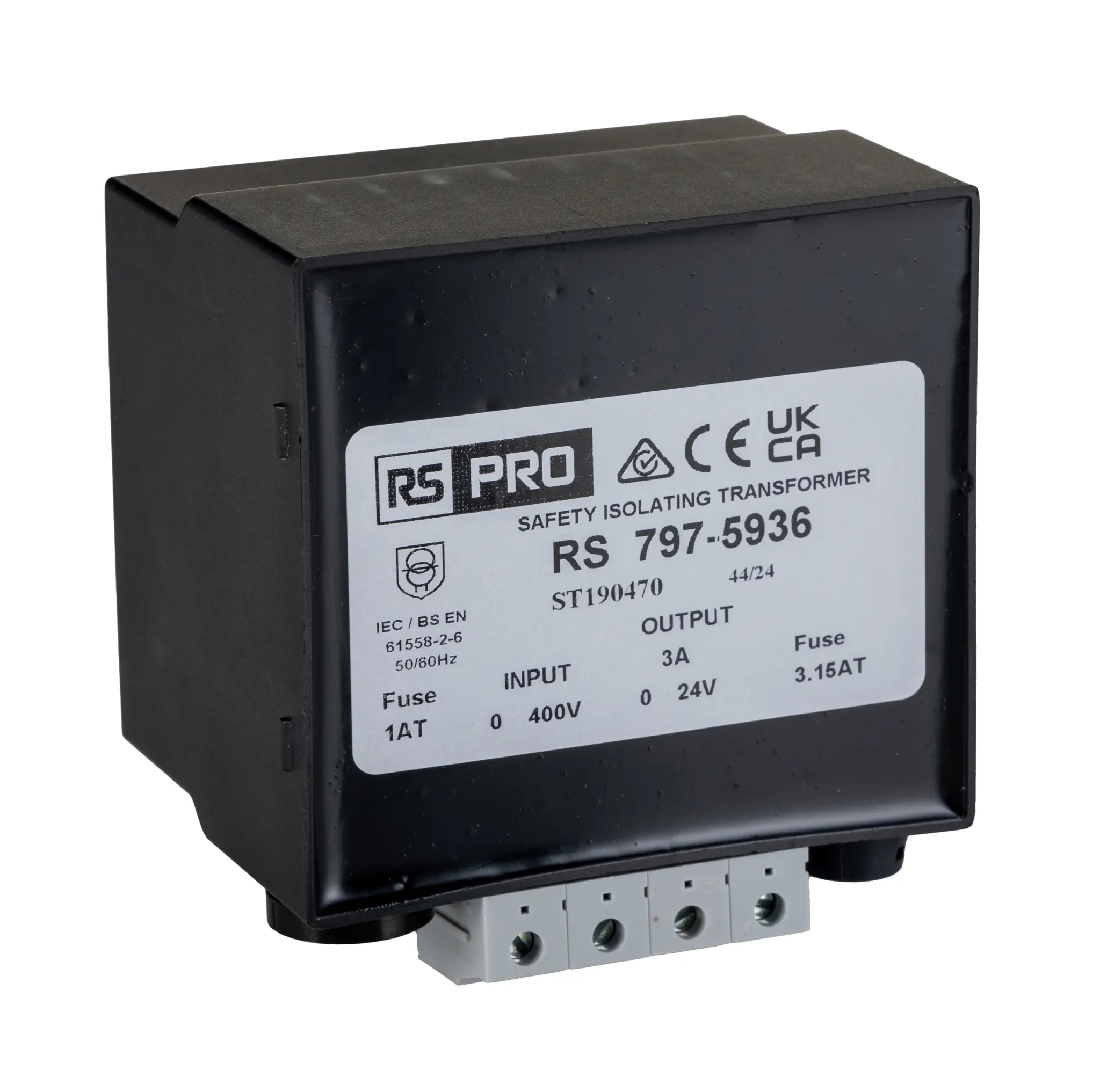 Produktfoto 1 von RS PRO DIN-Schienen-Trafo, 72VA, Primär 400V ac / Sekundär 24V ac DIN-Schiene 1 Ausg., 89.5mm x 82.5mm x 82mm