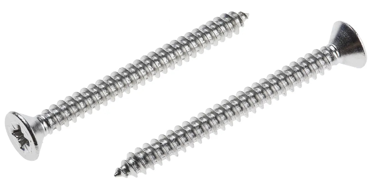 Produktfoto 1 von RS PRO Selbstschneidende Schraube DIN 7982C Pozidriv, Edelstahl Senkkopf x 2 in glatt