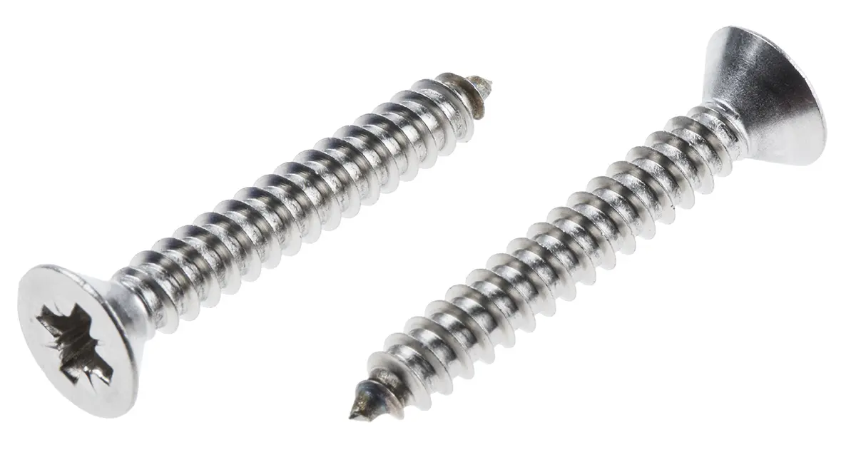 Produktfoto 1 von RS PRO Selbstschneidende Schraube DIN 7982C Pozidriv, Edelstahl Senkkopf x 38 mm glatt