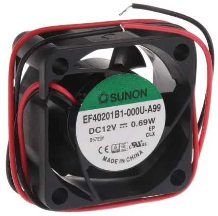 Produktfoto 1 von Sunon EF Axiallüfter, Kugel, 12V dc / 560 mW 46 mA, 6300 U/min, 15 m³/h 40 mm 20mm 40 mm