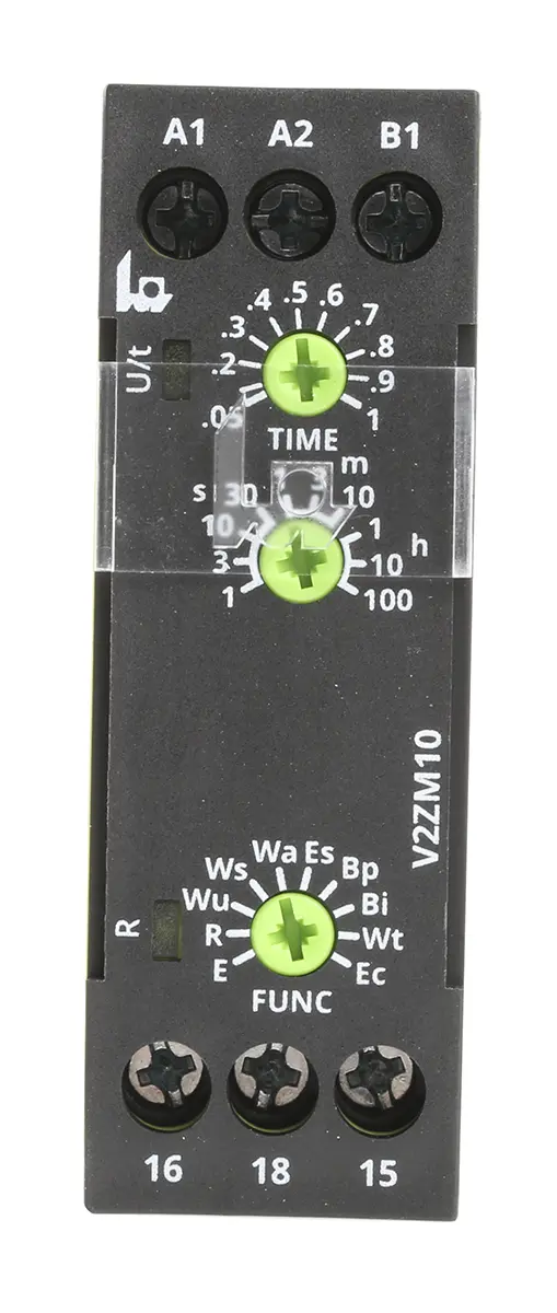 Produktfoto 1 von Tele V2ZM10 Zeitrelais, DIN-Schienen, 0.05 → 1s, 12 → 240V ac/dc, 1 Kont. Multifunktion, 1-poliger