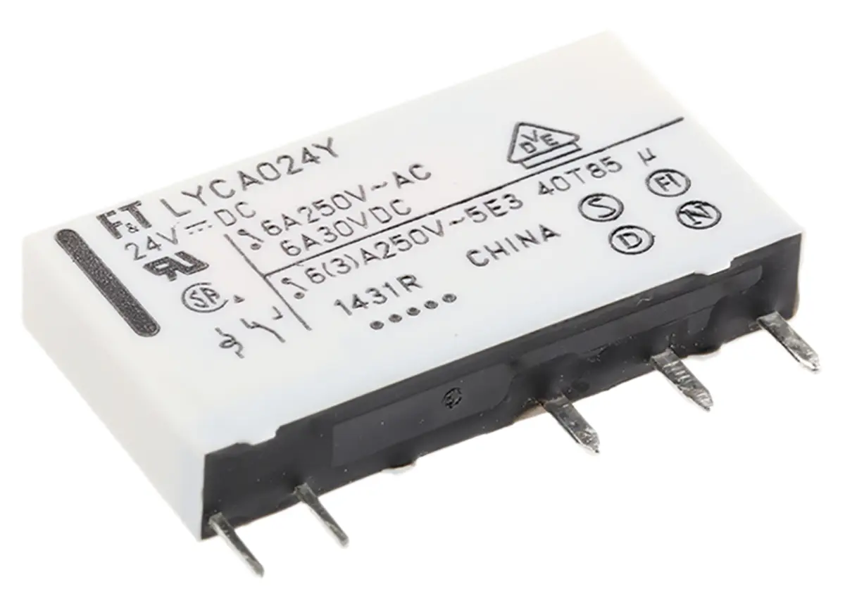 Fujitsu 24V dc Spule 1-poliger Wechsler Printrelais 6A 3390Ω 170mW Monostabiles Relais