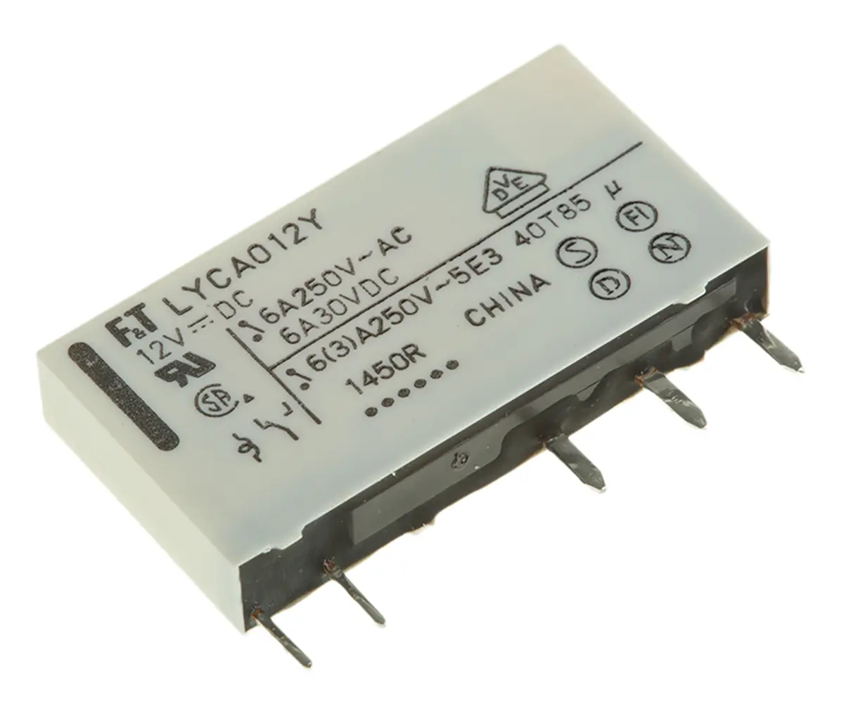 Produktfoto 1 von Fujitsu 12V dc Spule 1-poliger Wechsler Printrelais 6A 847Ω 170mW Monostabiles Relais