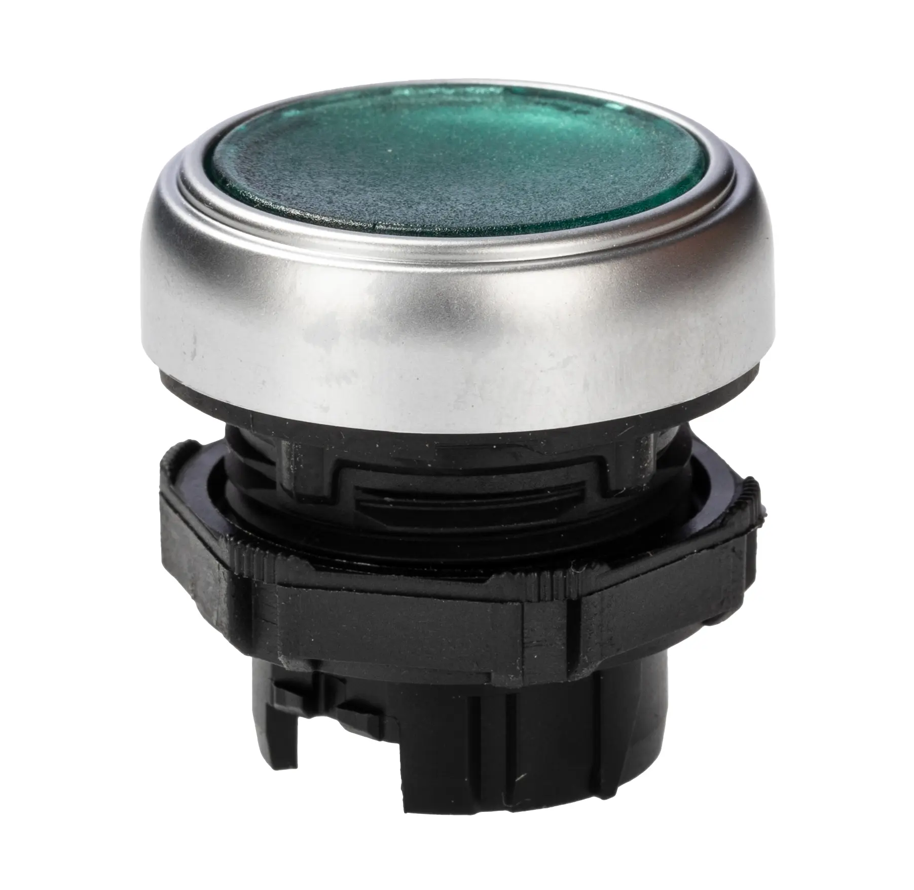 Produktfoto 1 von Lovato Platinum Druckschalter Ø 22 mm, Grün Federrückstellung Rund Rund Chrom Kunststoff, IP66