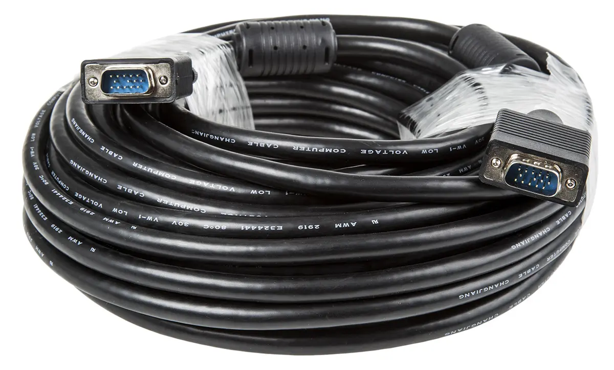 Produktfoto 1 von Roline 11 VGA-Kabel A VGA / Stecker B VGA / Stecker, 20 m Polyvinylchlorid Schwarz