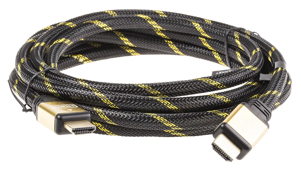 Produktfoto 1 von Roline HDMI-Kabel A HDMI Ethernet Stecker B HDMI Ethernet Stecker, 3m, Schwarz/Gold
