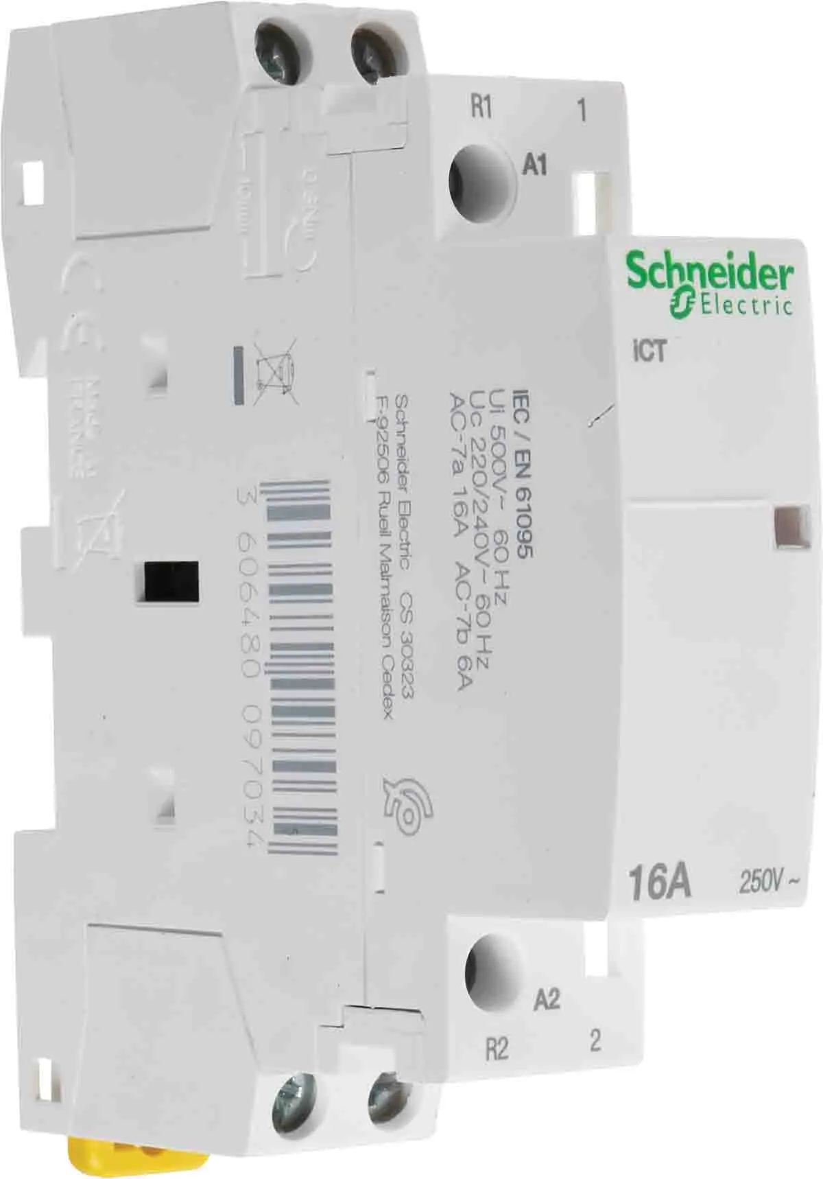 Produktfoto 1 von Schneider Electric Acti 9 ICT iCT Leistungsschütz 230 V ac-Spule, 2 -polig , 250 V ac / 16 A 1 Schließer, 1 Öffner
