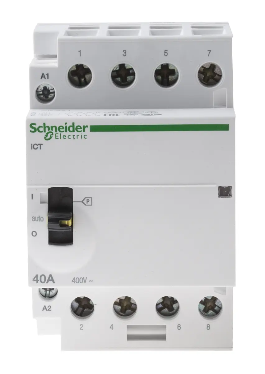 Produktfoto 1 von Schneider Electric Acti9 iCT iCT Leistungsschütz 230 V ac-Spule, 4 -polig , 400 V ac / 40 A 4 Schließer