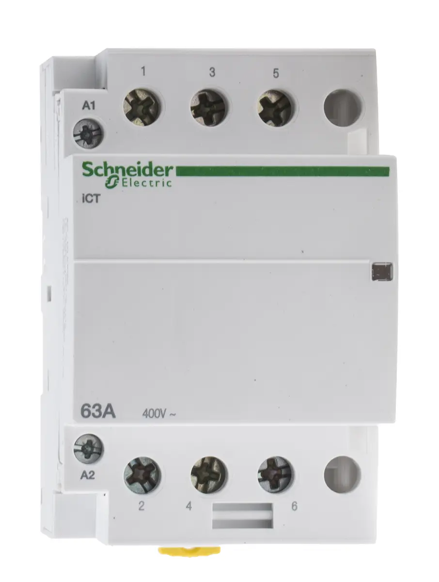 Produktfoto 1 von Schneider Electric Acti9 iCT Schütz 230V ac-Spule, 3-polig, 400V ac / 63 A 240V 2.1 W 3 Schließer Motorsteuerung
