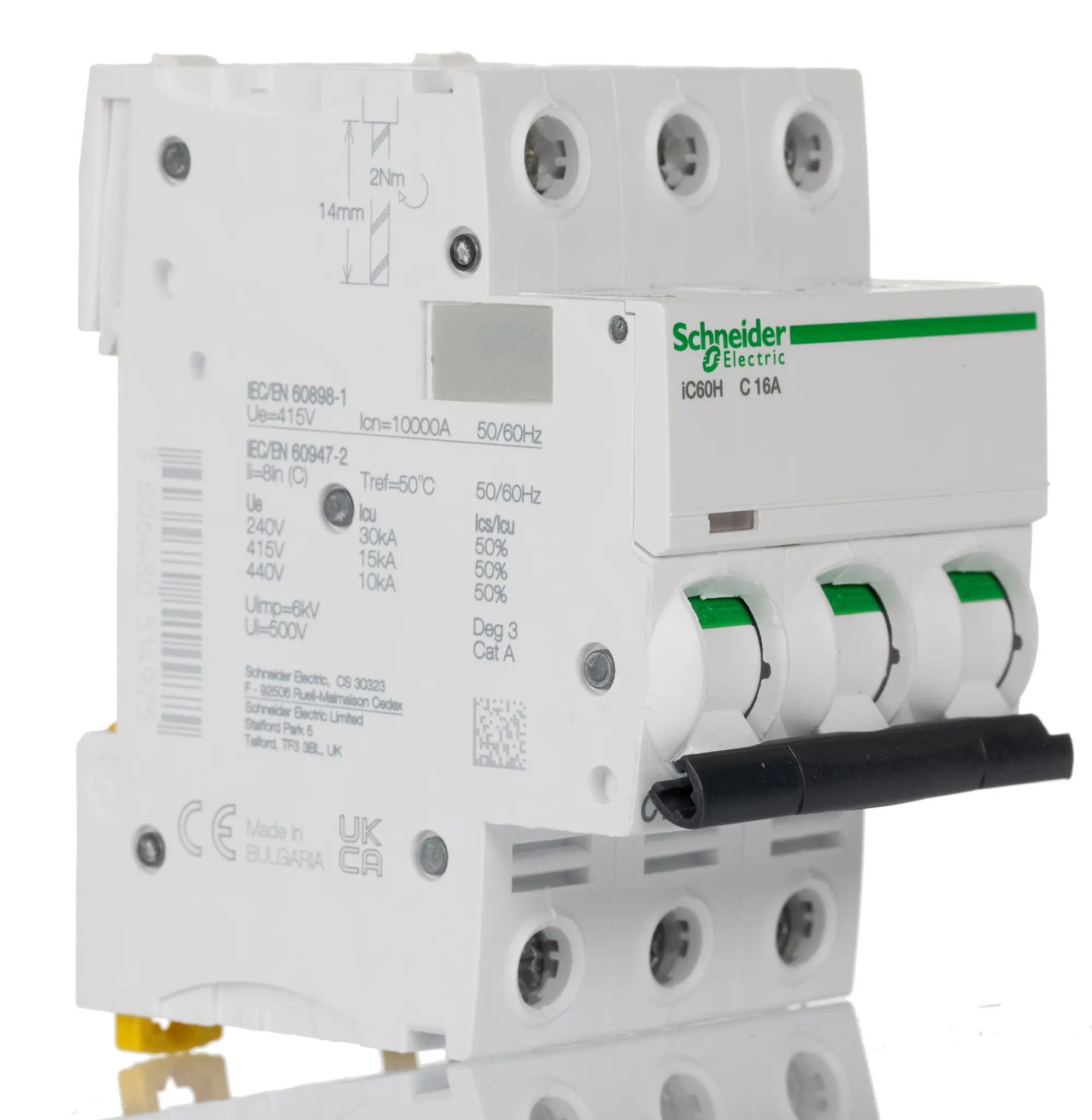 Produktfoto 1 von Schneider Electric iC60H Miniaturüberlastschalter Typ C, Pol 3-polig 16 A 12 V, 133 V, 220 V, 240 V, 380 V, 415 V, 440