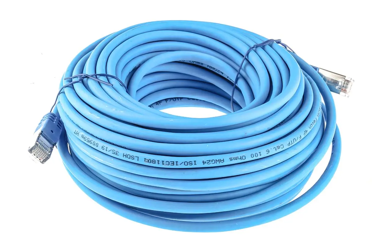 Produktfoto 1 von RS PRO Kat. 6 Ethernet-Kabel, 20 m, Blau F/UTP Stecker, A RJ45 Stecker, B RJ45, Raucharm halogenfrei