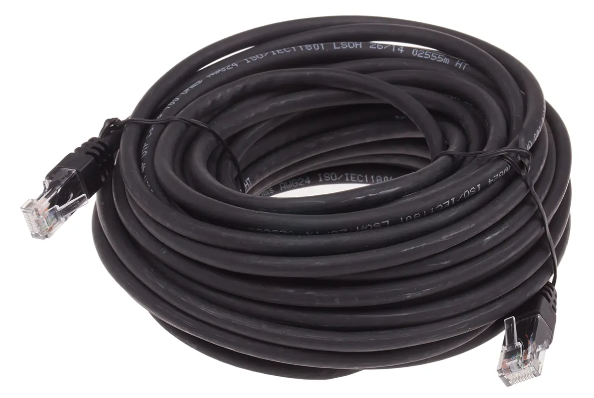 Produktfoto 1 von RS PRO Kat. 6 Ethernet-Kabel, 15 m, Schwarz U/UTP Stecker, A RJ45 Stecker, B RJ45, Raucharm halogenfrei