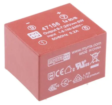 Produktfoto 1 von Myrra SMPS-Transformator 5 W, 370 V dc, 265 V ac, 3.3 to 24 V dc 1350mA