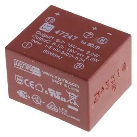 Produktfoto 1 von Myrra SMPS-Transformator 5.4 W, 370 V dc, 265 V ac, 24 V dc 1350mA