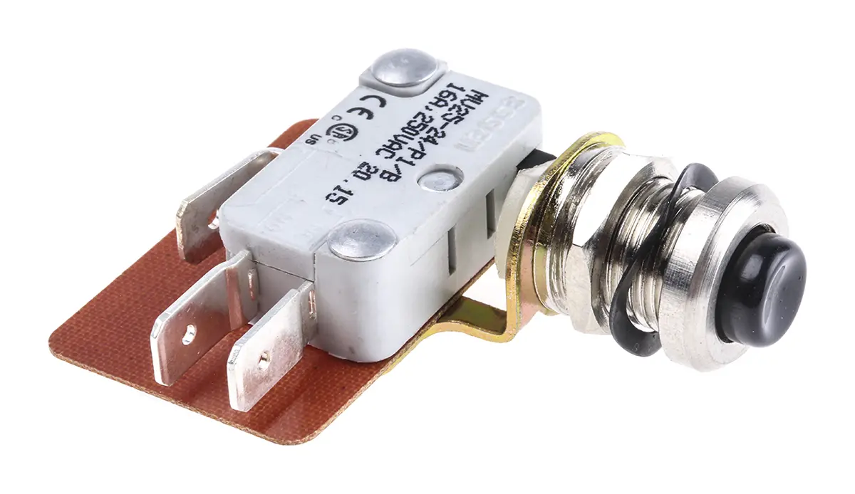Produktfoto 1 von RS PRO Mikroschalter Taste-Betätiger Schnellverbindung, 1-poliger Wechsler, 250 V ac, 16A 400g -55 °C - 85 °C