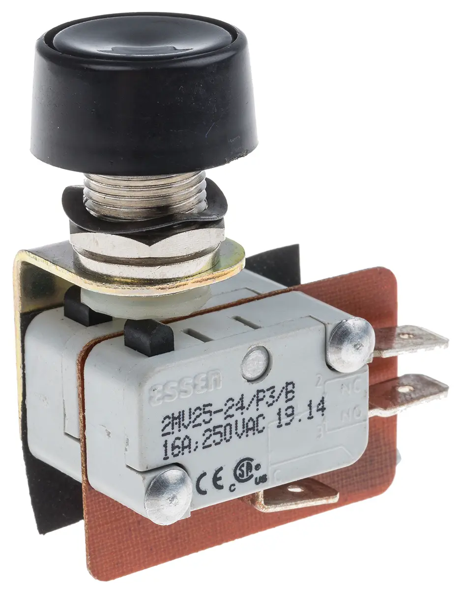 Produktfoto 1 von RS PRO Mikroschalter Taste-Betätiger Schnellverbindung, 2-poliger Umschalter, 250 V ac, 16A IP40 800g 85 °C - 140 °C