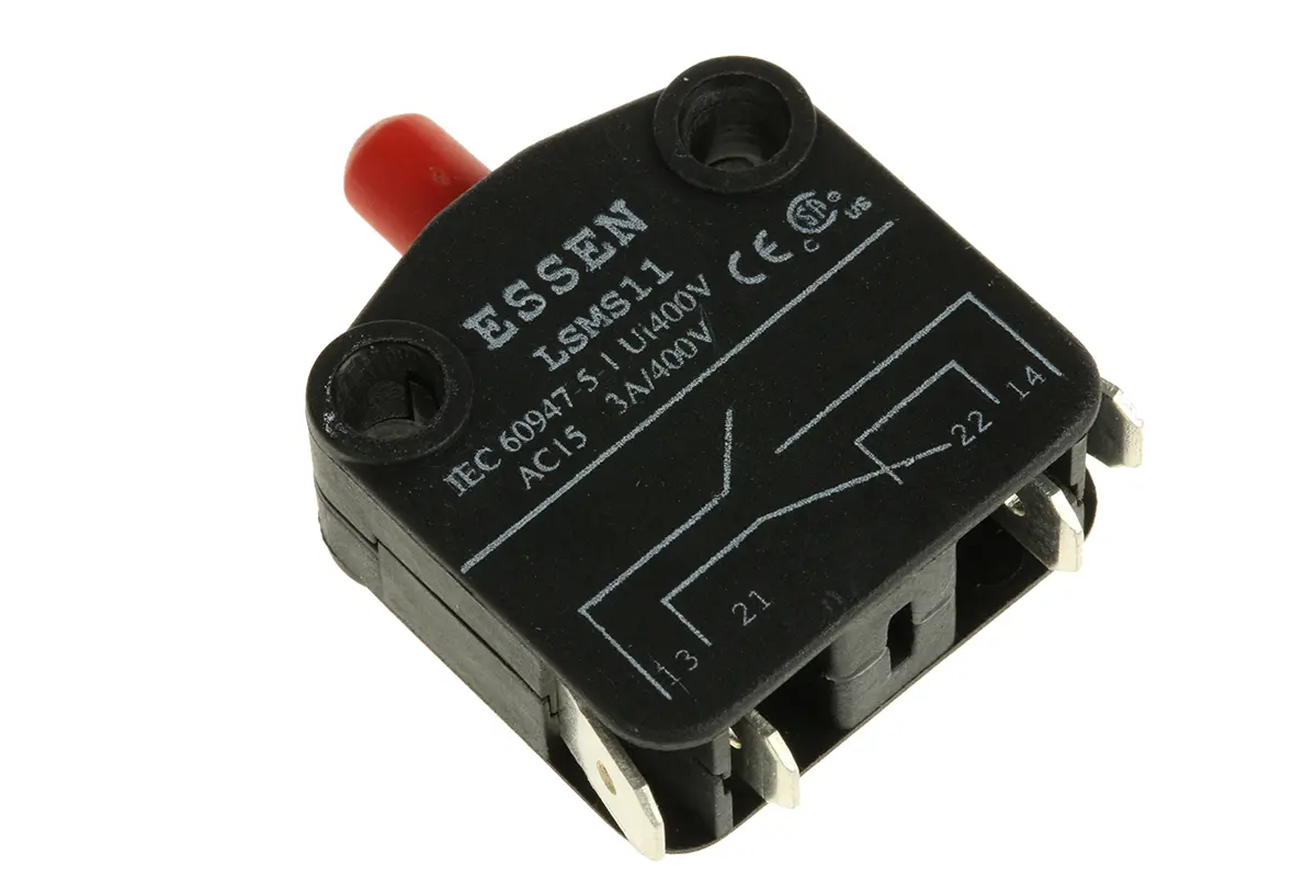 Produktfoto 1 von RS PRO Mikroschalter Stößel-Betätiger Schnellverbindung, 1-poliger Umschalter, 400 V ac, 6A IP40 600g -20 °C - 85 °C