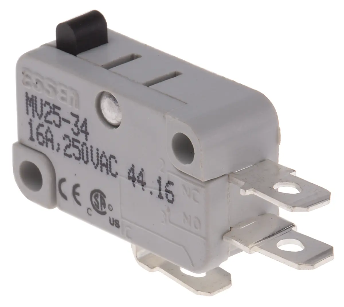 Produktfoto 1 von RS PRO Mikroschalter Stößel-Betätiger Schnellverbindung, 1-poliger Wechsler, 250 V ac, 16A 400g -55 °C - 85 °C