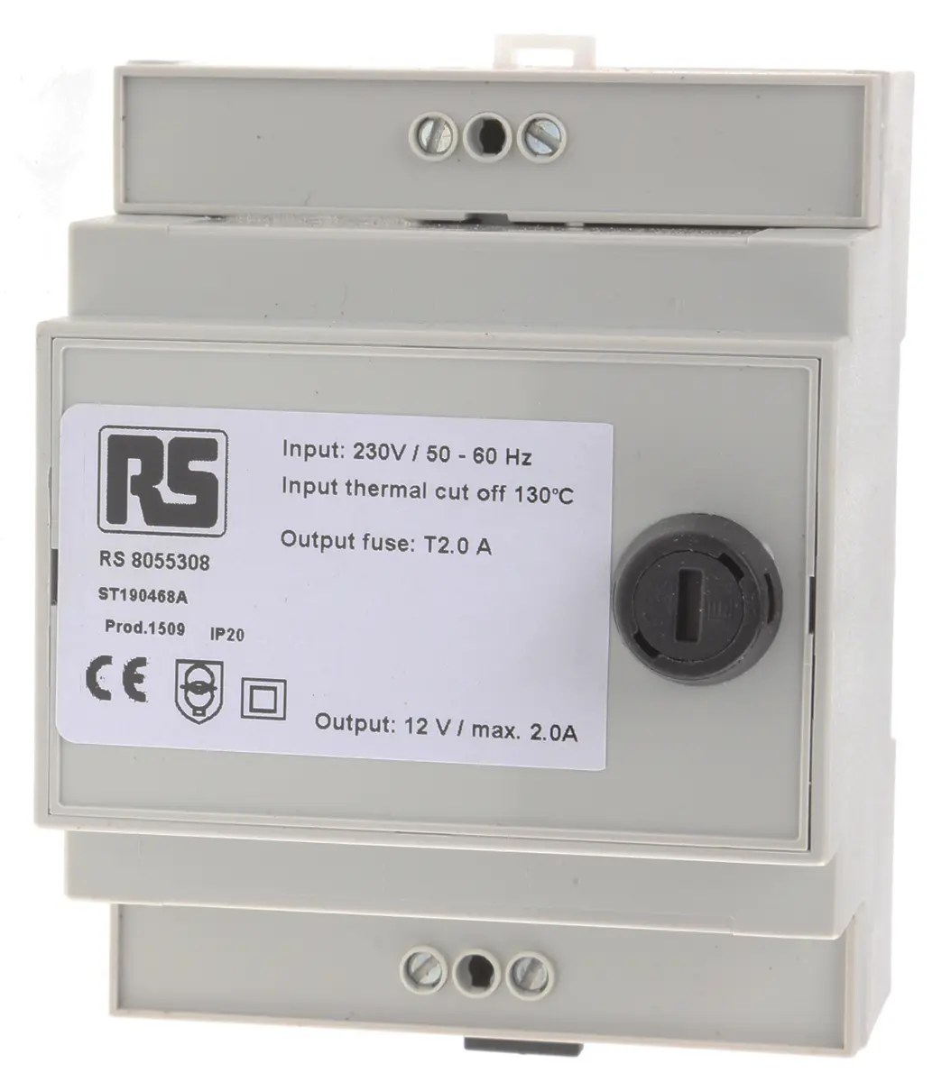 Produktfoto 1 von RS PRO DIN-Schienen-Trafo, 24VA, Primär 230V ac / Sekundär 12V ac DIN-Schiene 1 Ausg., 86mm x 71mm x 54mm