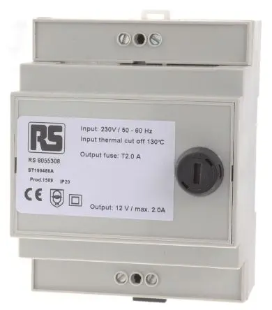 Produktfoto 1 von RS PRO 75 VA DIN-Schienen-Trafo, Primär 230 V ac / Sekundär 12 V ac DIN-Hutschiene 1 Ausg., 159.2 mm x 9mm x 54 mm