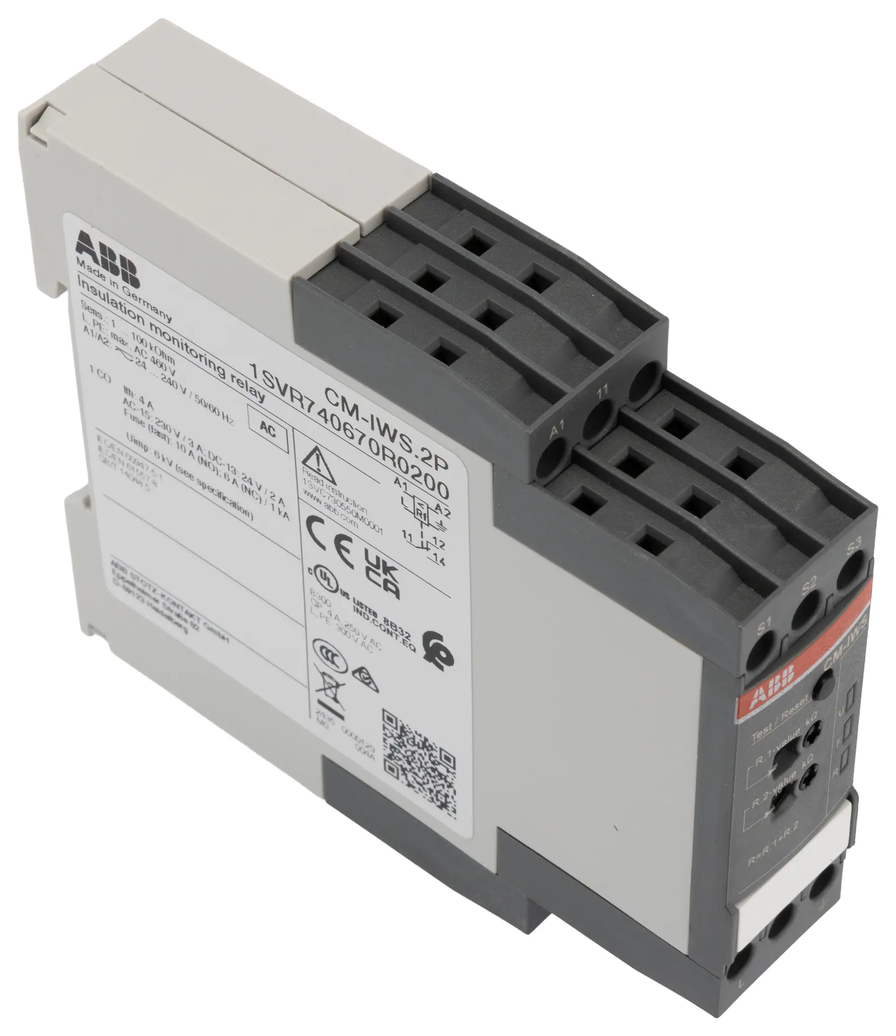 Produktfoto 1 von ABB CM-IWS Überwachungsrelais 0 → 250V ac 1, 3-phasig, 1-poliger Wechsler DIN-Schienen