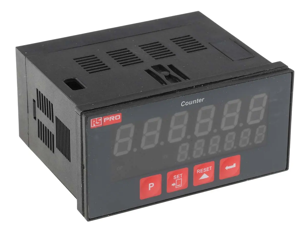 Produktfoto 1 von RS PRO LED-Display Abwärts, Schritt, Aufwärts Zähler Automatisch, manuell 6-stellig Impulse max. 20kHz 24 V 0 →