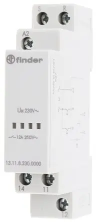 Produktfoto 1 von Finder 13 Leistungsrelais 230V ac Spule 1-poliger Umschalter DIN-Hutschiene 12A 700 mW