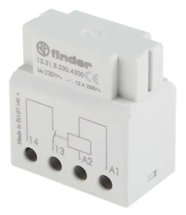 Produktfoto 1 von Finder 13 Relais 230V ac Spule 1 Schließer DIN-Hutschiene 12A 400 mW