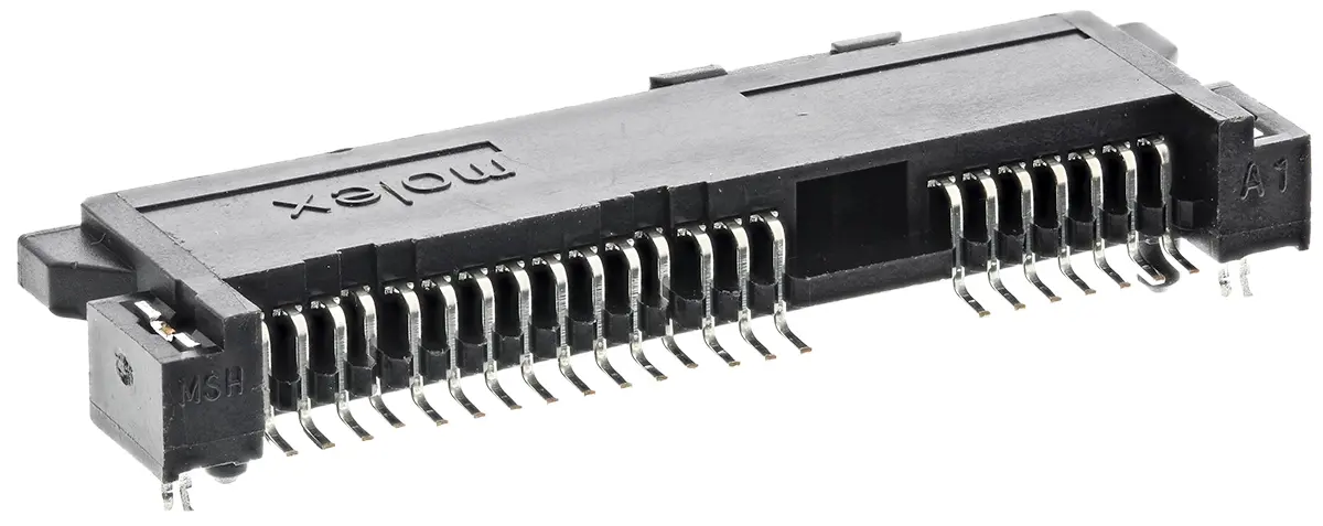 Produktfoto 1 von Molex SATA Leiterplattenbuchse gewinkelt Oberfläche 22-polig / 1-reihig, Raster 1.27 mm Lot