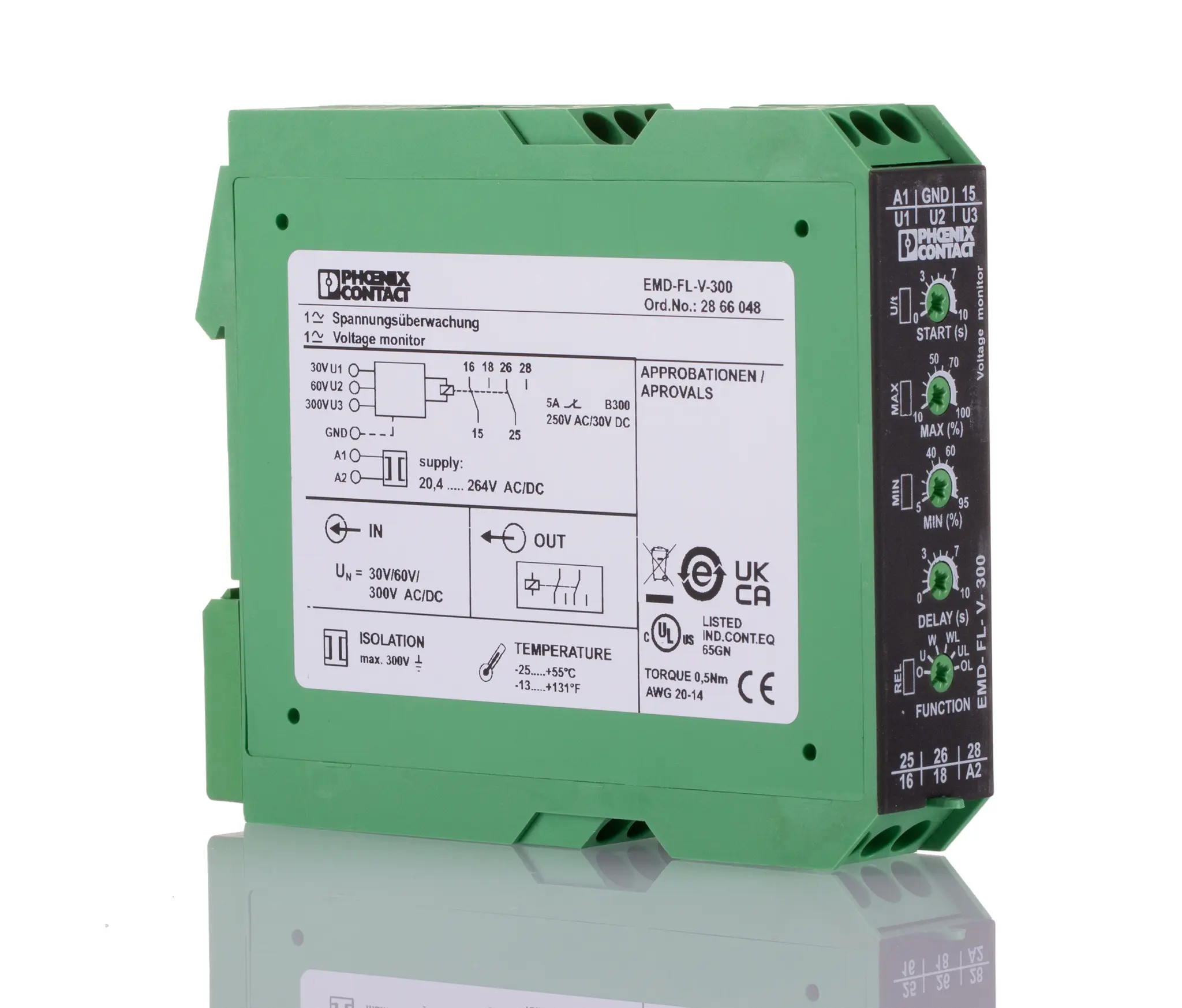 Produktfoto 1 von Phoenix Contact EMD-FL-V-300 Überwachungsrelais 0 → 300V ac/dc 1-phasig, 2-poliger Wechsler Überspannung,