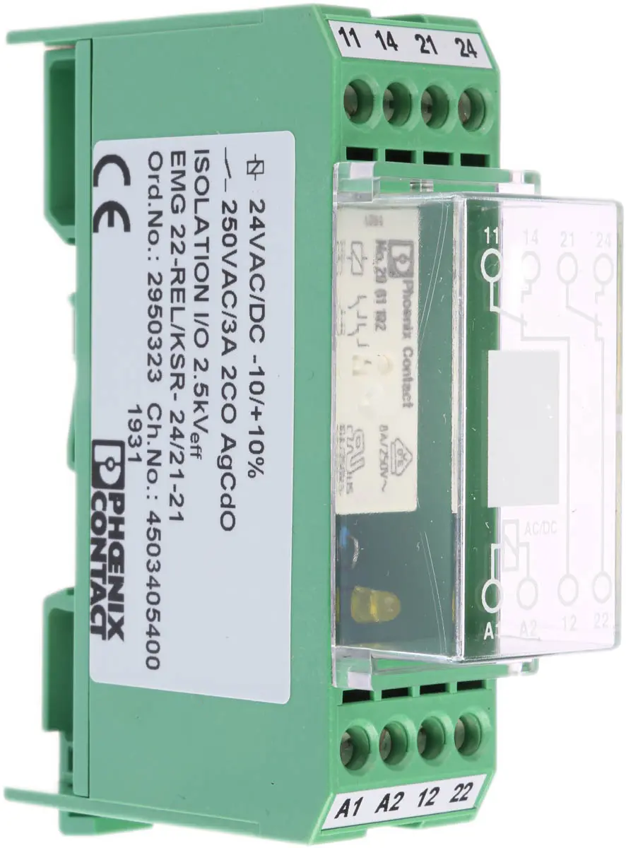 Produktfoto 1 von Phoenix Contact EMG 22-REL/KSR- 24/21-21 Interface Relais, 21.6V ac/dc / 26.4V ac/dc 24V ac/dc, 2-poliger Wechsler
