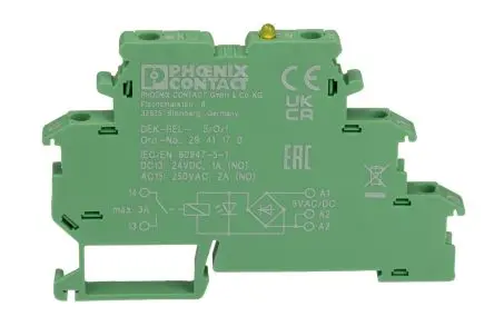 Produktfoto 1 von Phoenix Contact DEK-REL-5/O/1 Interface Relais DIN-Hutschiene, 5V ac/dc Spule, SPST, max. 5A, 250V ac / 125V dc,