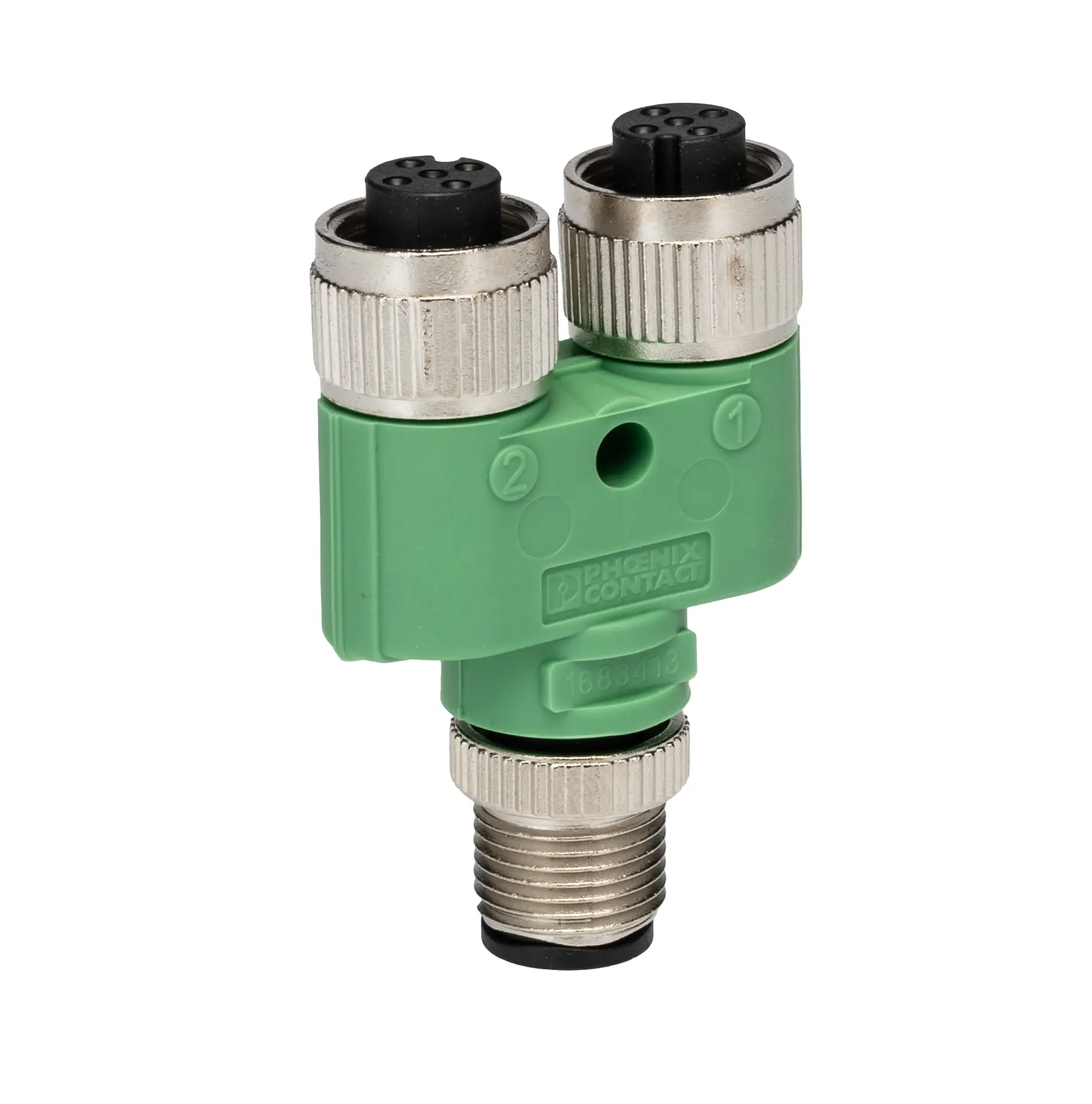 Produktfoto 1 von Phoenix Contact, Y SAC-3P-M12Y/2XM12FS B PE Rundsteckverbinder Adapter 4 M12, IP40, IP65 4 M12 Buchse