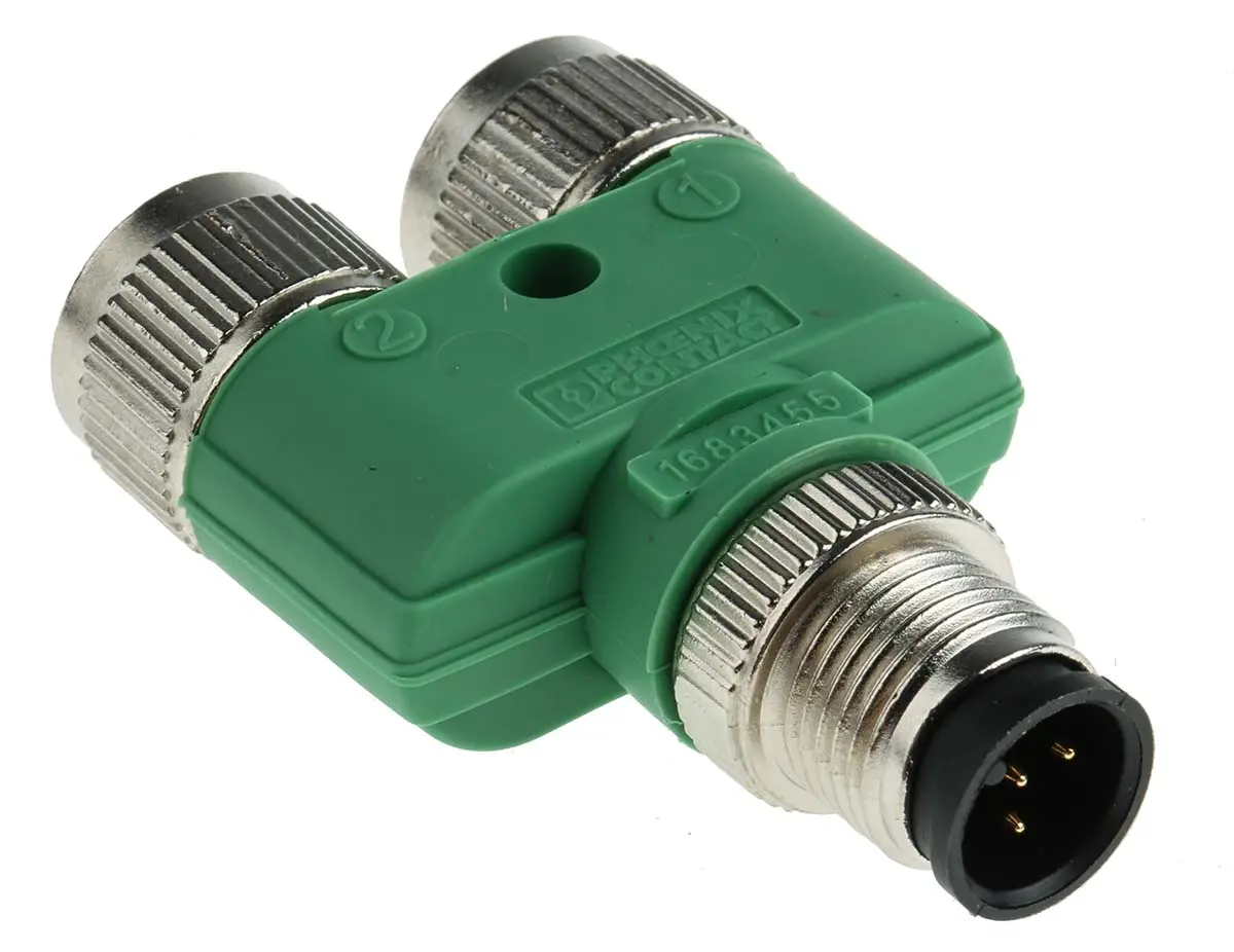 Produktfoto 1 von Phoenix Contact, Gerade SAC-3P-M12Y/2XM12FS PE Rundsteckverbinder Adapter M12, IP65, IP40 Stecker M12