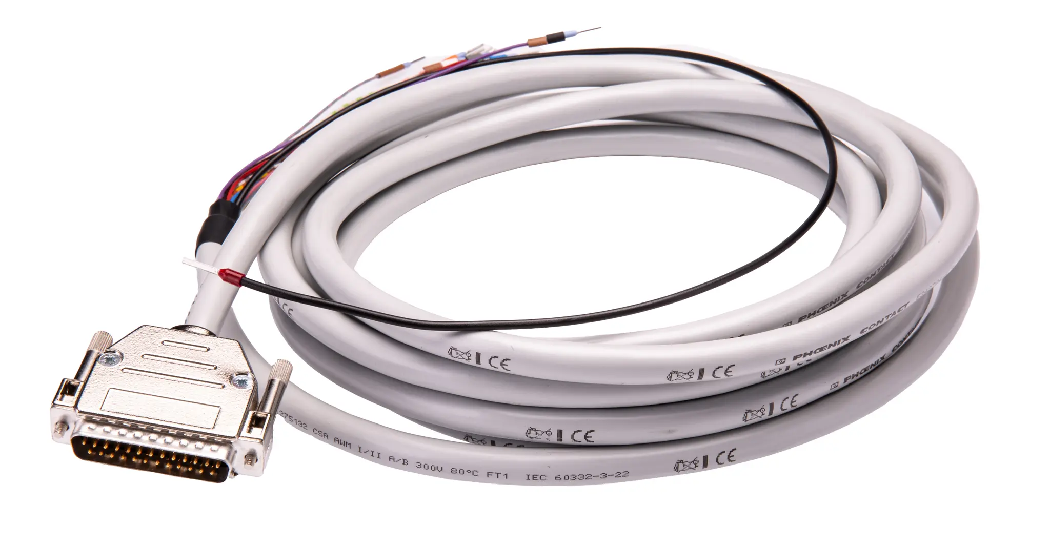 Produktfoto 1 von Phoenix Contact CABLE-D-25SUB/M/OE/0.25/S/4.0M Kabel / D-SUB Stecker / Freies Ende Stecker, 4 m Halbsteifes
