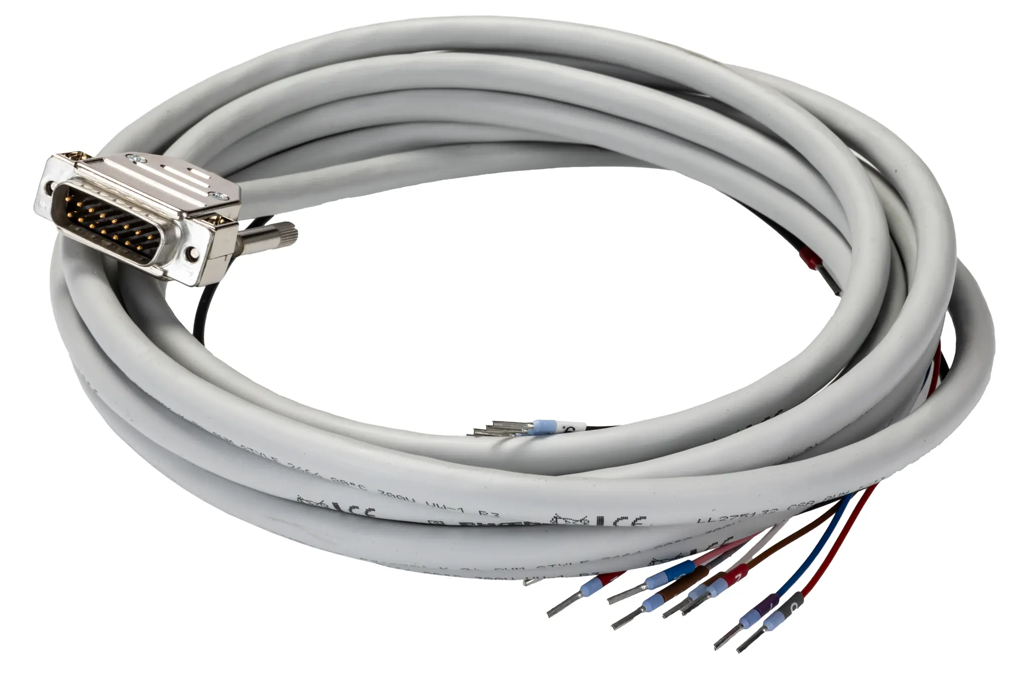 Produktfoto 1 von Phoenix Contact CABLE-D-15SUB/M/OE/0.25/S/4.0M Kabel / D-SUB Stecker / Freies Ende Stecker, 4 m Polyvinylchlorid, Grau,