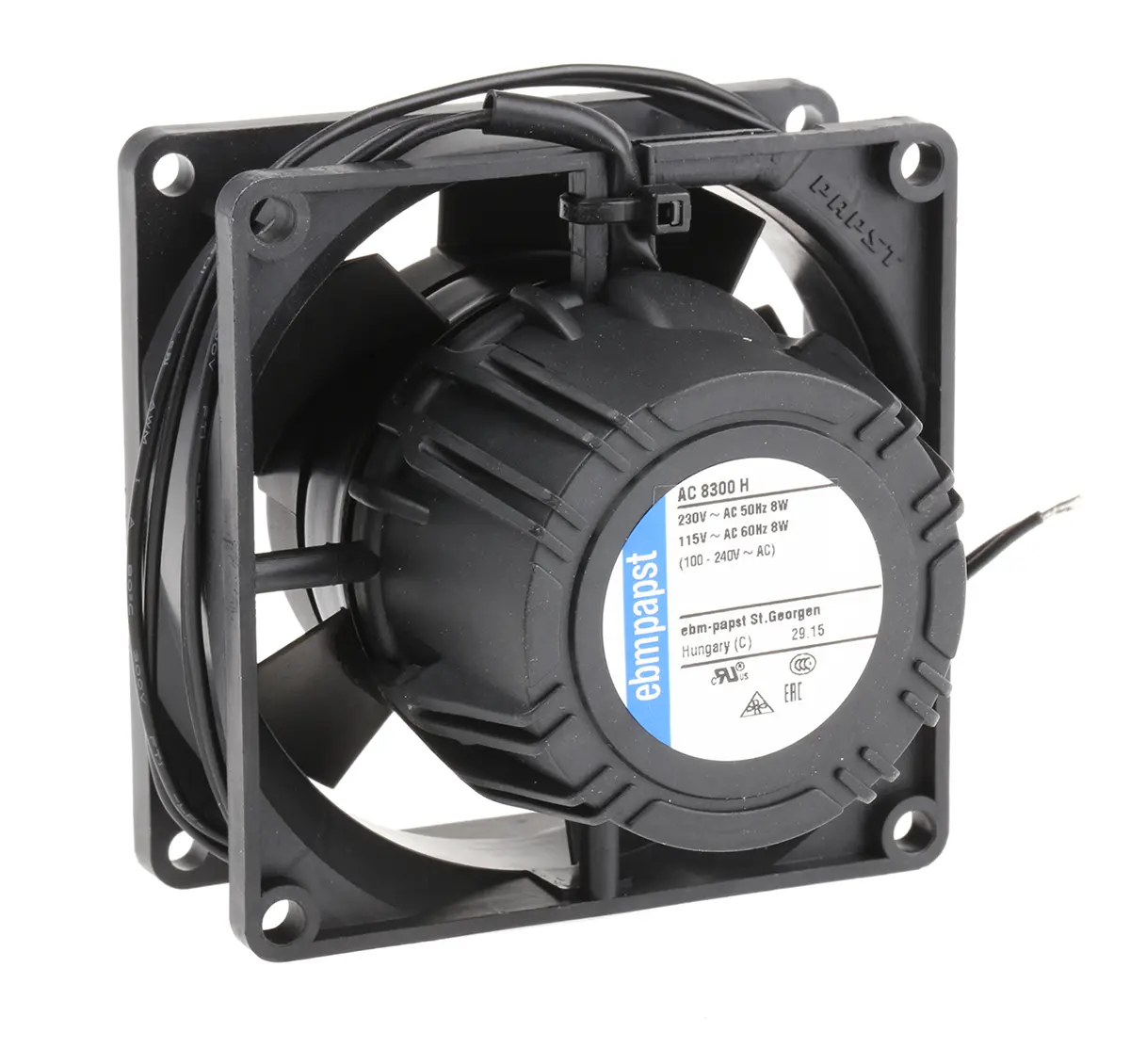 Produktfoto 1 von ebm-papst AC 8300 AC-Axiallüfter, Kugellager, 85 → 265 V ac / 8.3W, 80 x 80 x 32mm, 5000U/min, 80m³/h