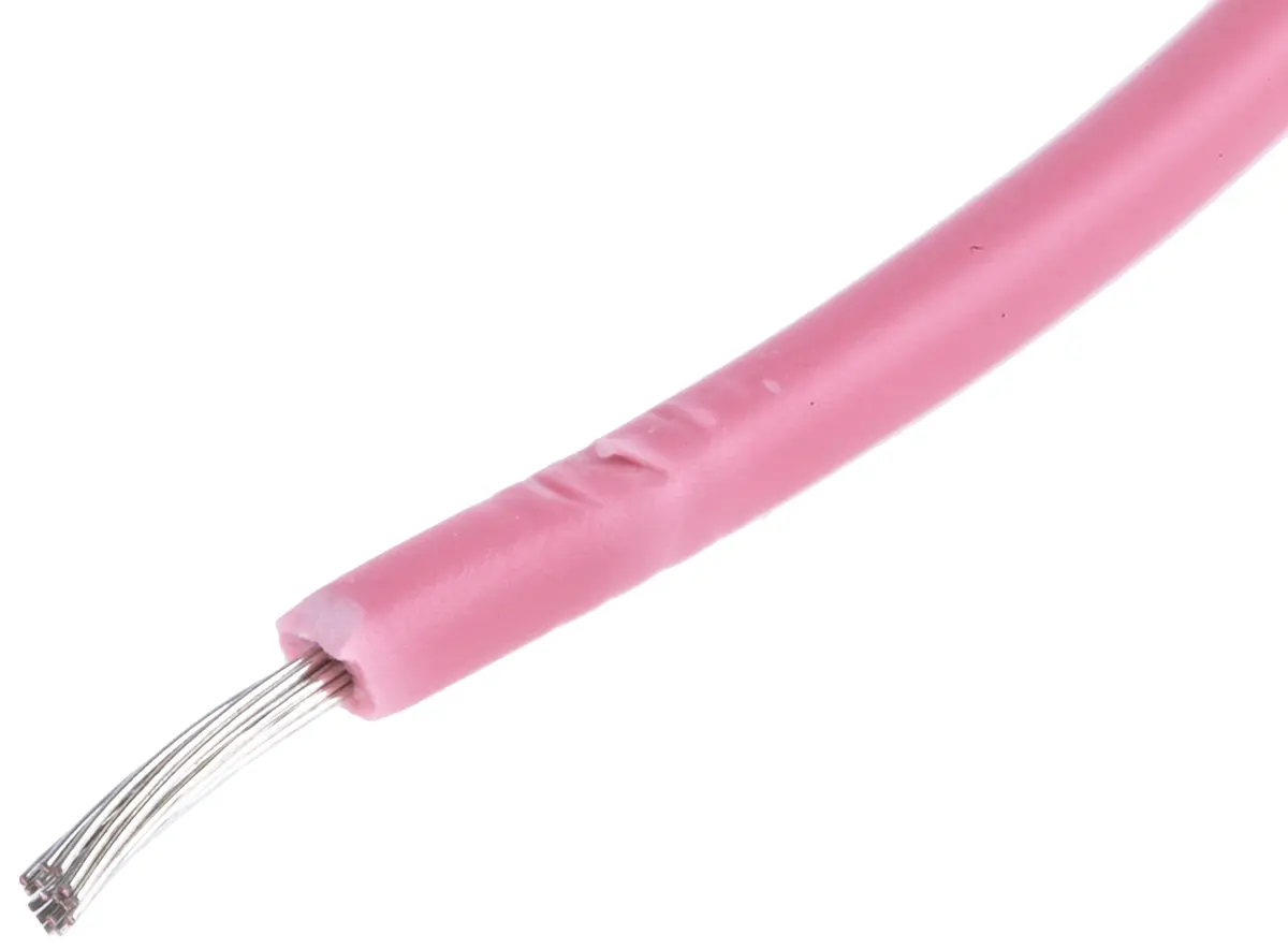 Produktfoto 1 von RS PRO Einzeladerleitung 0.5mm², 22 AWG 100m Rosa PVC TI3 isoliert Ø 2.6mm 16/0,2 mm Litzen UL1015