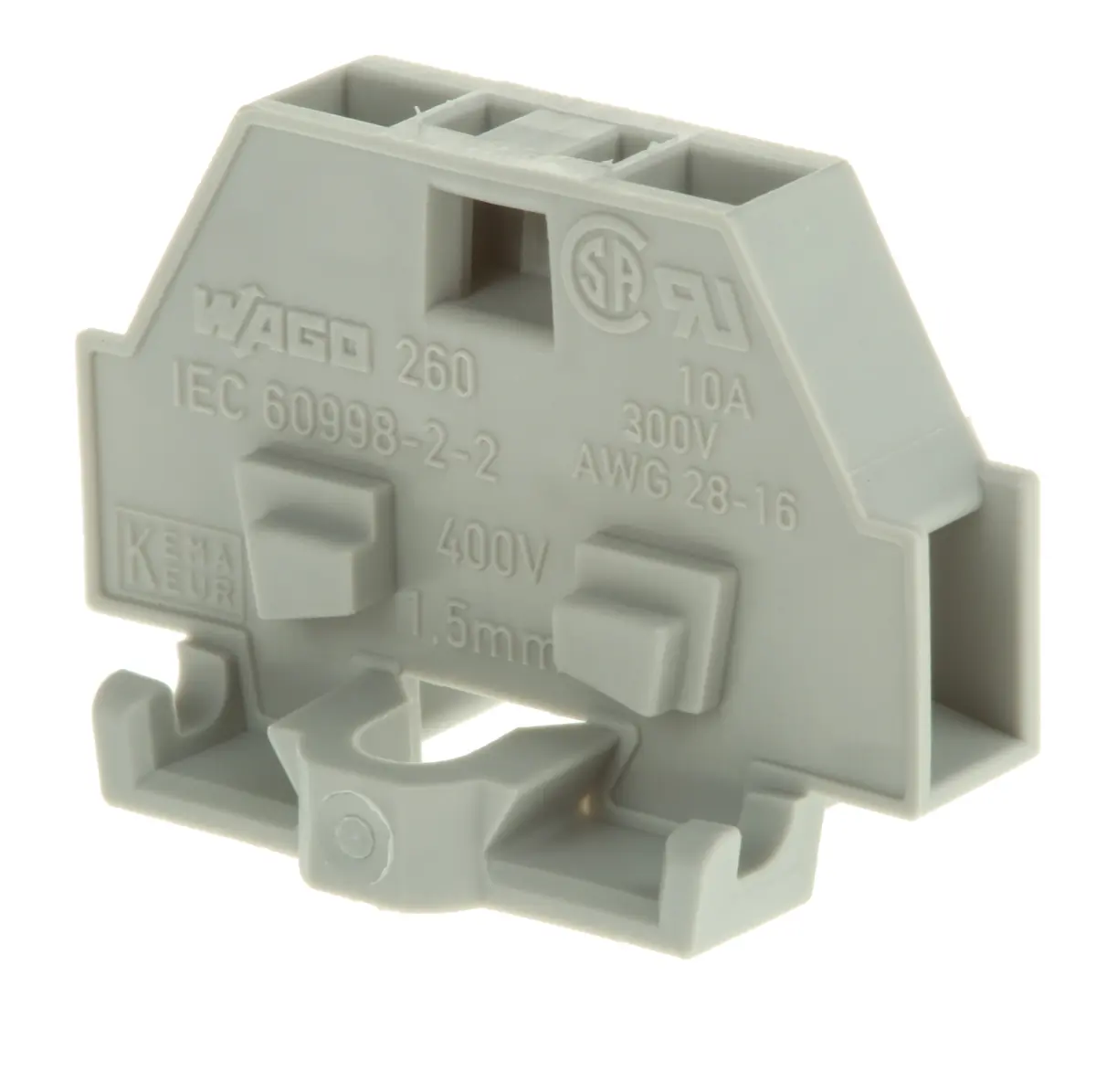 Produktfoto 1 von WAGO 260 Modularer Anschlussklemmenblock 1 Grau, 1.5 mm², 400 V Zugfederklemme