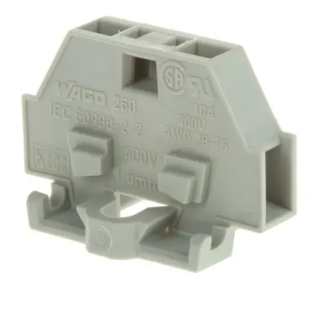 Produktfoto 1 von WAGO 260 Modularer Anschlussklemmenblock 1 Grau, 1.5mm², 400V Zugfederklemme