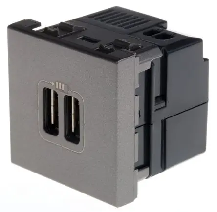Produktfoto 1 von Legrand Arteor USB-Buchse USB 1-fach Innen Kunststoff Silber, Weiß / 2.4A
