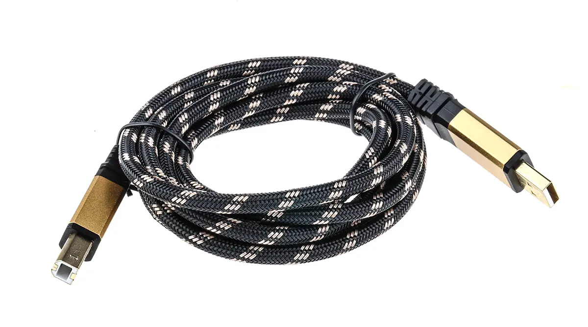 Produktfoto 1 von Roline Stecker Gold USB-Kabel, USB Typ A Stecker / USB B, 1.8 m USB 2.0 Schwarz, Gold