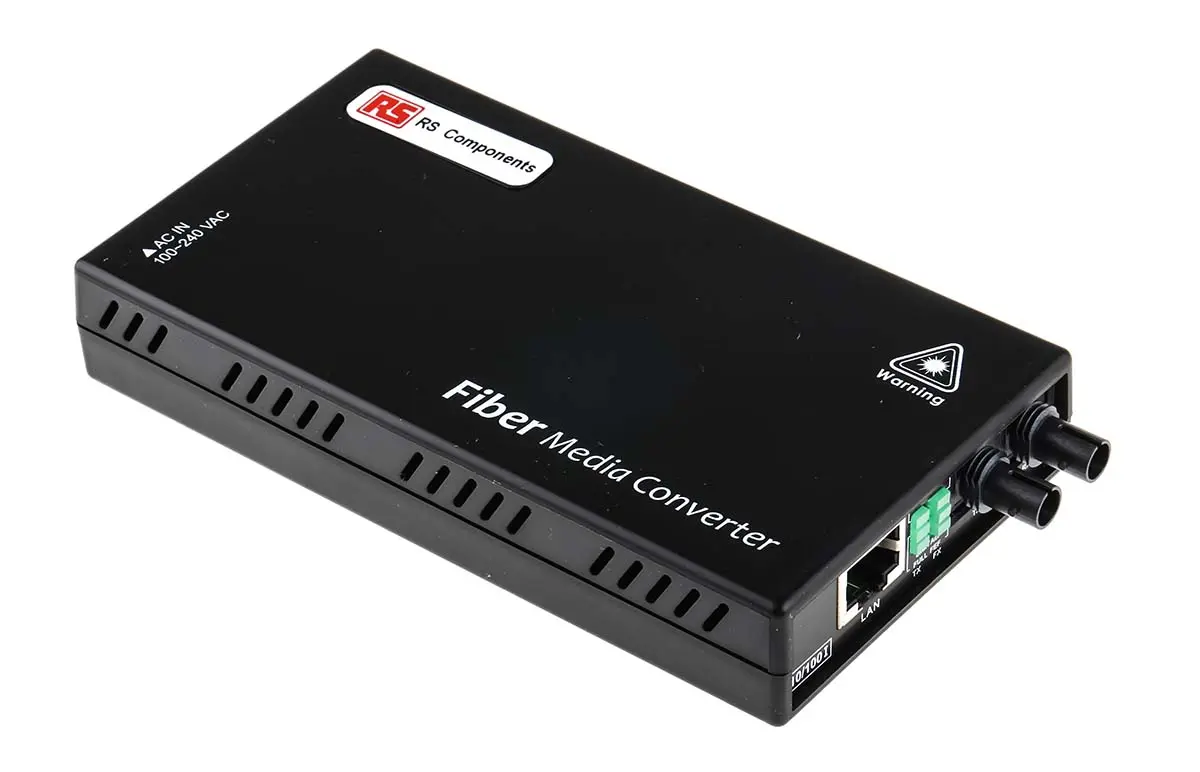 Produktfoto 1 von RS PRO Ethernet-Medienkonverter 100Mbps, Voll-Duplex, Singlemode 2 km 100 Mbps, Anschluss: RJ45