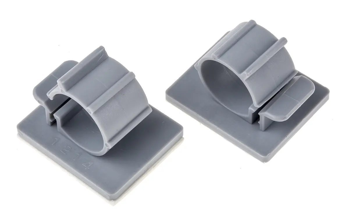 Produktfoto 1 von RS PRO Kabelhalter  selbstklebend, Kabel-Ø 14mm Nylon Grau 24,5 mm x 30mm