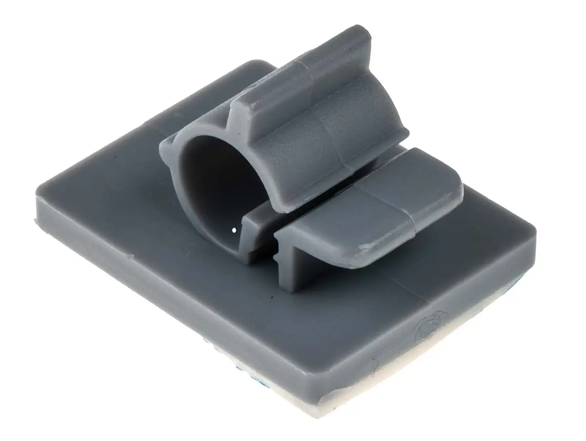Produktfoto 1 von RS PRO Kabelhalter  selbstklebend, Kabel-Ø 7mm Nylon Grau 20 mm x 25mm