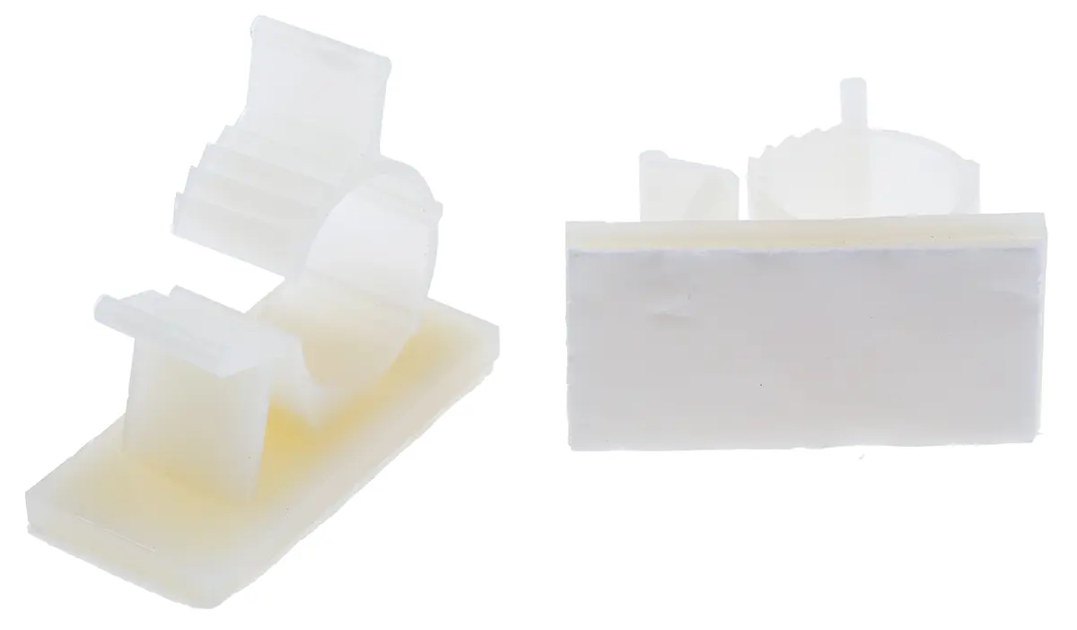 Produktfoto 1 von RS PRO Kabelklemme  steckbar, Kabel-Ø 15.4mm Nylon Weiß 18,4 mm x 31.8mm x 37mm