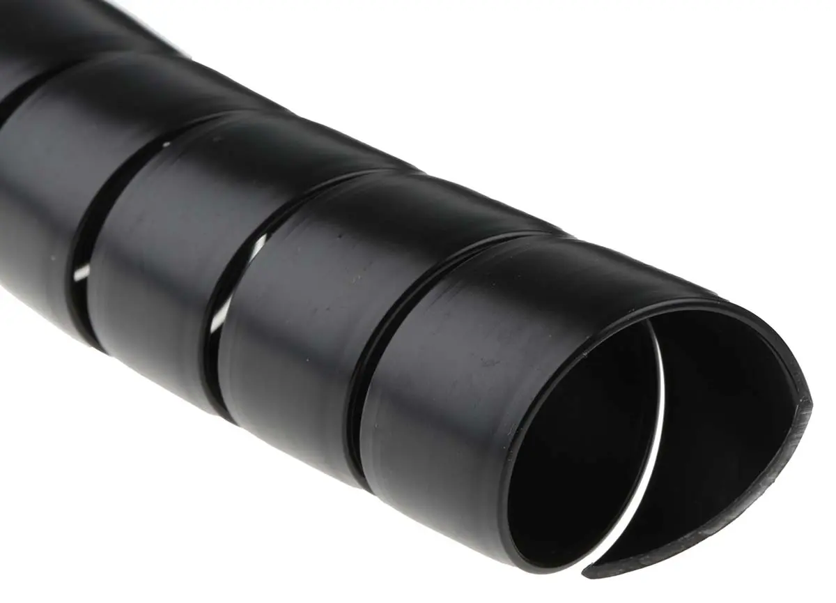 Produktfoto 1 von HellermannTyton SPF Spiral-Kabelumwicklung / 34 mm Polypropylen Schwarz, für Kabel-Ø 30 mm bis 34 mm, Länge 1 m